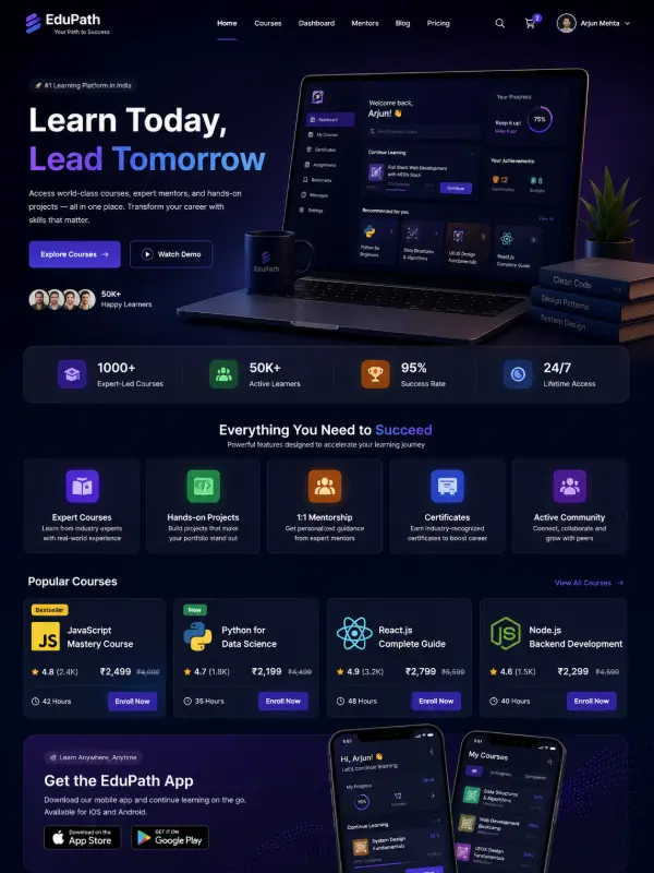 EduPath Cross-Platform LMS Portal Layout