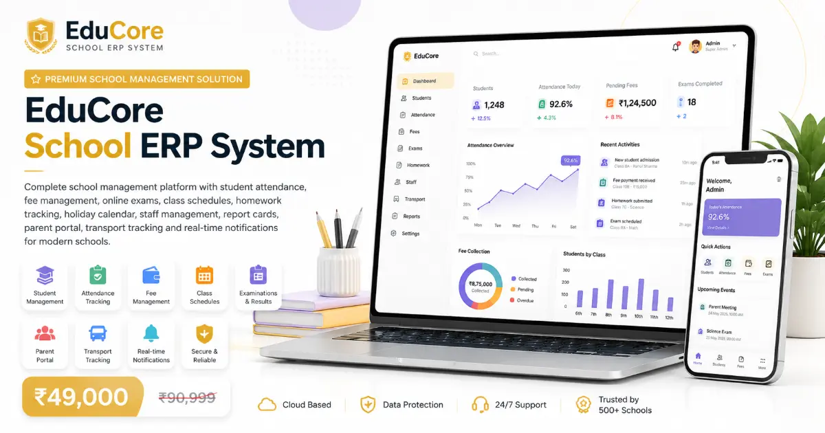 EduCore School ERP System - Premium Digital Product by WebzAPI