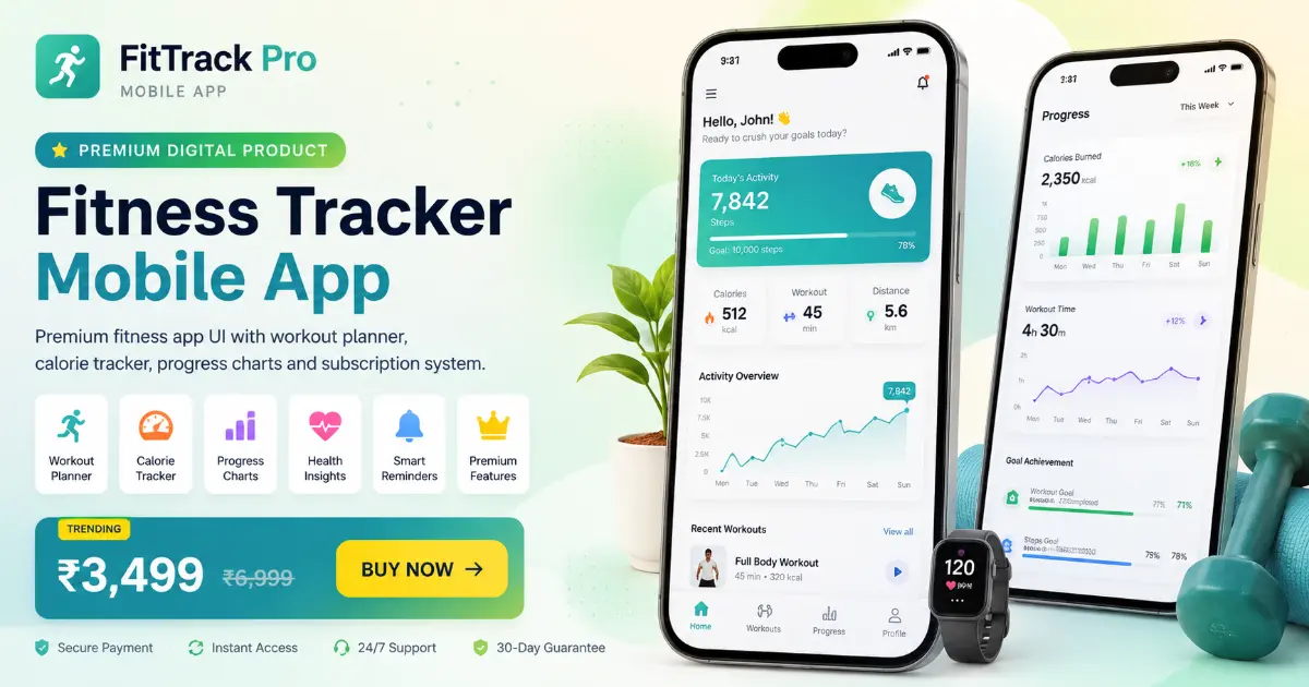 Fitness Tracker Mobile App - Premium Digital Product by WebzAPI