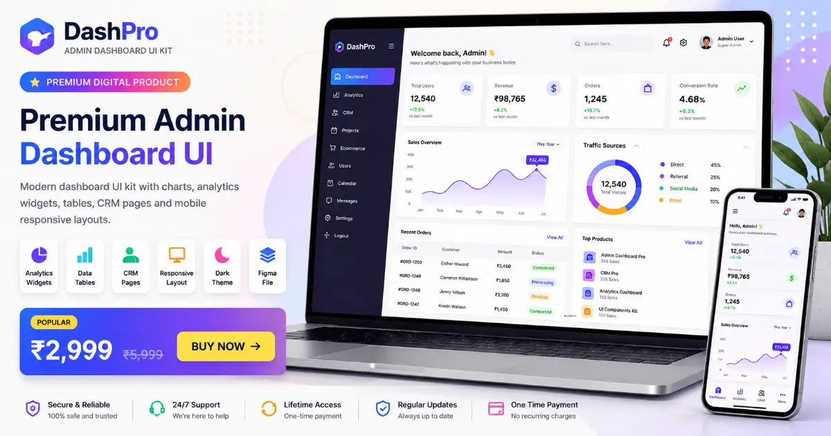 Premium Admin Dashboard UI - Premium Digital Product by WebzAPI