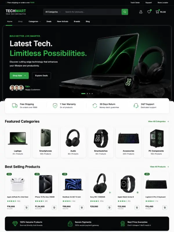 TechMart Modern Marketplace E-Commerce Design